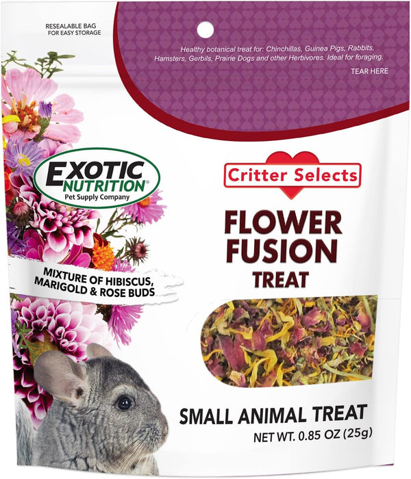 Flower Fusion Treat - Healthy Natural Dried Flower Herbivore Treat - Chinchillas, Guinea Pigs, Rabbits, Prairie Dogs, Degus, Hamsters, Rats, Squirrels, Sugar Gliders & Other Small Pets (0.85 Oz)6