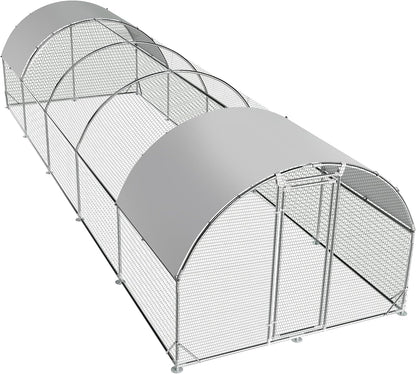 Large Metal Chicken Coop round Top Upgrade Tri-Supporting Wire Mesh Chicken Run,Chicken Pen with Water-Resident and Anti-Uv Cover,Duck Rabbit House Outdoor (6.6'L X 9'W X 6.5'H)14