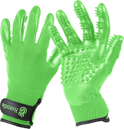 H Handson Pet Grooming Gloves - Patented #1 Ranked, Award Winning Shedding, Bathing, & Hair Remover Gloves - Gentle Brush for Cats, Dogs, and Horses (Black, Medium)10