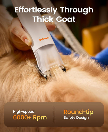 Oneisall Dog Grooming Vacuum - 15000Pa Suction, Captures 99% Pet Hair to Reduce Shedding, Dog Grooming Clippers & Quiet Brush (≤59Db) with 4 Accessories, 2L Dust Canister for Home Cleaning（Orange）3