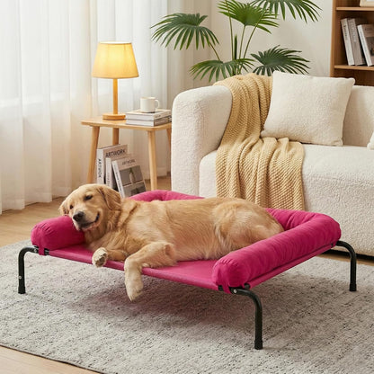 WESTERN HOME Cooling Elevated Dog Bed for Large Dogs, Portable Indoor & Outdoor Raised Dog Bed with Breathable Mesh, Chew Proof Pet Hammock Cots with Removable and Waterproof Bolsters12
