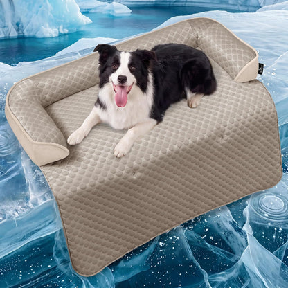Calming Large Dog Bed for Couch, 41 X 37 Inch Removable Couch Cover for Dogs Washable, Non-Slip Fluffy Plush Dog Sofa Mat for Furniture Protector - Grey24