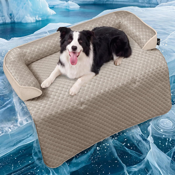 Calming Large Dog Bed for Couch, 41 X 37 Inch Removable Couch Cover for Dogs Washable, Non-Slip Fluffy Plush Dog Sofa Mat for Furniture Protector - Grey24