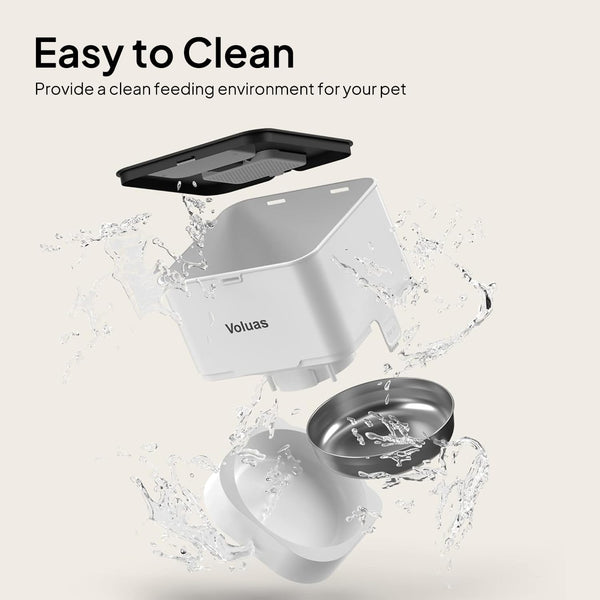 VOLUAS Automatic Cat Feeder, 4L Timed Dry Food Dispenser for Cats & Dogs | Programmable Portion Control, up to 4 Meals Daily, Dual Power Supply, Power-Off Memory, 10-Second Voice Recorder5