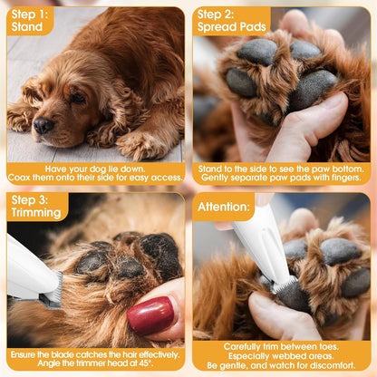 Palksky Dog Paw Trimmer, Upgraded 18Mm-Blade Electric Dog Clippers for Groomming-With Led Display, Waterproof Pet Micro Precisiion Trimmer, Rechargeable Hair Shaver for Paws, Ears, Face, Rump-And Eyes5