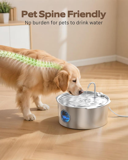 Dog Water Fountain for Large Dogs: Stainless Steel Dog Fountain Water Bowl - 3.2Gal/406Oz/12L Super Quiet Big Cat Water Fountain with Visual Water Level -Great for Large Dogs Cats and Multi-Pet Home6