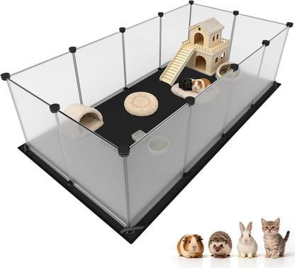Tresbro Guinea Pig Cage with Top Cover & 12 Panels, Triple Fixing Measures Small Animal Playpen with Waterproof PVC Liner & One-Motion Hooks, 48 X 24 X 16 C&C Grids Cage for Bunny, Hedgehog, Hamster9