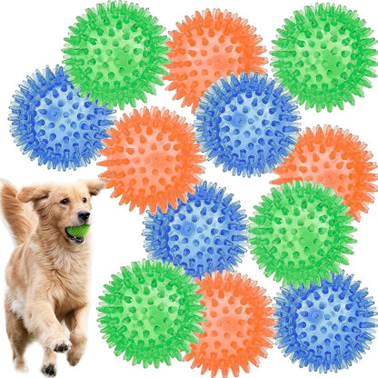 LECHONG 4-Pack Large Squeaky Dog Balls, 4.5" Rubber Spiky Dog Balls for Large Medium Aggressive Chewers Teeth Cleaning, Chew Toy for Training & Boredom Buster8