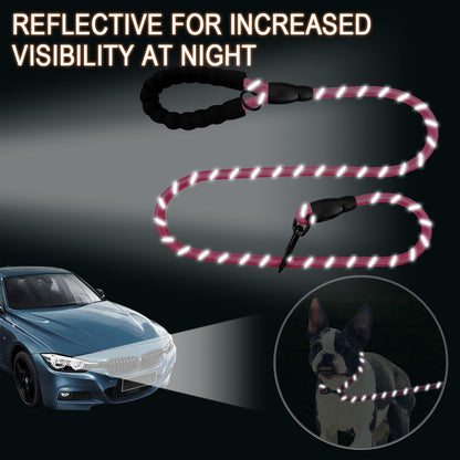 BARKBAY Dog Leashes for Large Dogs Heavy Duty Dog Leash 4/5/6 FT with Comfortable Padded Handle and Highly Reflective Threads for Medium Large Dogs Walking Training Running (5Ft-1/2'',Pink)5