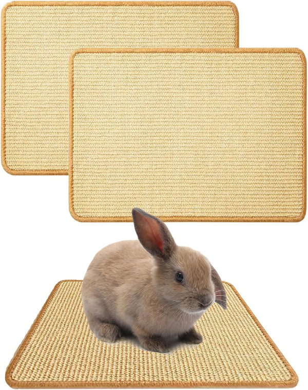 2PCS Rabbit Scratch Mat, Natural Bunny Pad Claws and Teeth Care, 16X12 | Bunny Scratching Pad Rabbit Mats for Cages, Rabbit Mat Chew Toys for Bunny Pet Cage Bedding for Biting Sleeping Nesting1