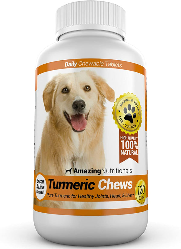 Amazing Turmeric for Dogs Curcumin Pet Antioxidant, Eliminates Joint Pain Inflammation, 120 Chews1