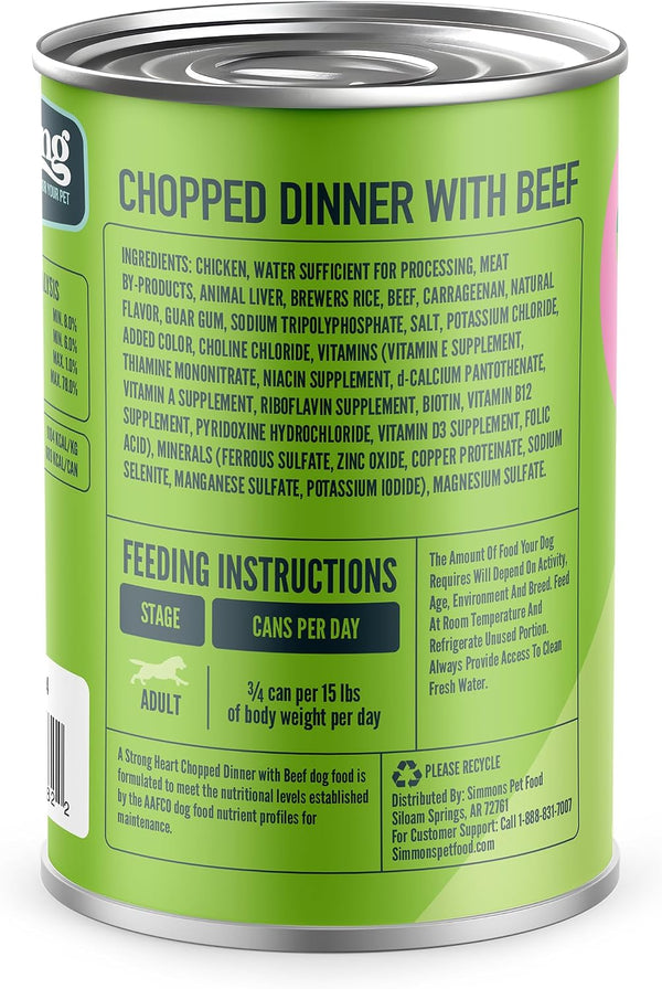 A Strong Heart Wet Dog Food, Chopped Dinner with Beef - 22 Oz Cans (Pack of 12), Made in the USA with Real Beef3