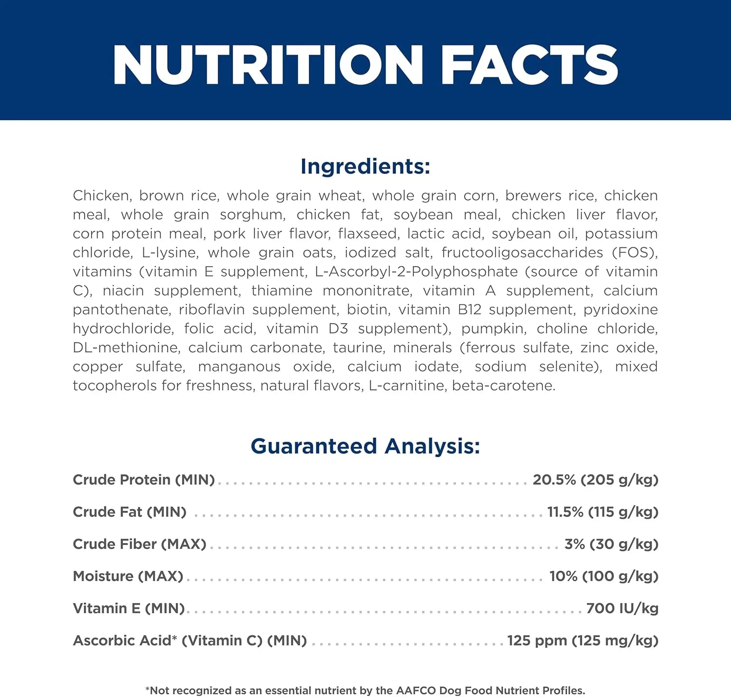 nutrition-facts-label-for-pet-food-with-ingredients-and-guaranteed-analysis-details