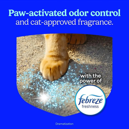 Cat paw on litter with Febreze freshness, paw-activated odor control and cat-approved fragrance6