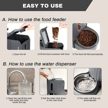 Step-by-step guide for using automatic pet food feeder and water dispenser for cats and dogs6