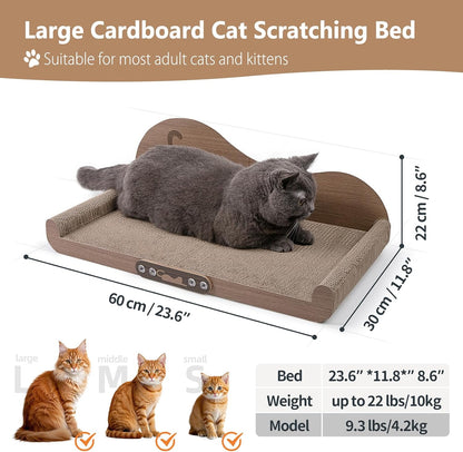 NATUYA Cat Scratcher Cardboard Lounge Bed, 24 Inch Large Cats Scratching Board Couch, Durable Cat Scartch Pad for Indoor Cats3