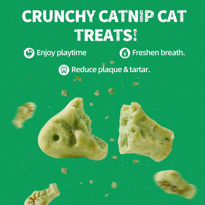 Just Try 13.4 OZ Crunchy Cat Treats Catnip Treats for Cats with Digestive Support, Natural Ingredients Kitten Treats with Real Salmon, Healthy Feline Snacks Training Biscuits Dental Care | Natural Chicken & Catnip. Crunchy Cleans Teeth, Fiber Reduces Hairballs. Perfect Training Rewards for All Cats.2