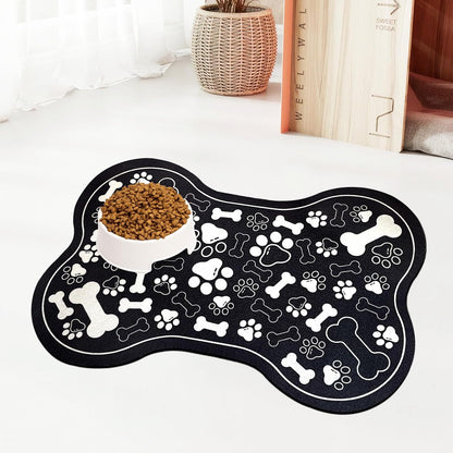 Dog & Cat Food Mat Bone Shaped Pet Feeding Mat Quick Absorb Water Bowl Placemat with Rubber Backing Indoor Floor Stain Resistant Pet Accessory Supplies (Light Pink Small, 12X18 Inches)12
