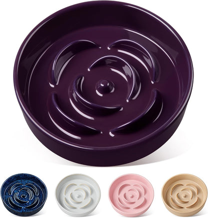 Vancasso Slow Feeder Dog Bowl, 0.6 Cups Ceramic Dog Food Dish for Fast Eaters Small Breed, Puzzle Bowl for Small Dogs and Cats, Blue16
