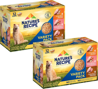 Nature’S Recipe Chicken, Salmon and Turkey Recipes Variety Pack Wet Dog Food, 12-2.75 Oz. Cups, 2 Count1