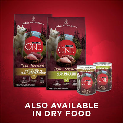 Purina ONE True Instinct Tender Cuts in Gravy with Real Turkey and Venison, and with Real Chicken and Duck High Protein Wet Dog Food Variety Pack - (Pack of 6) 13 Oz. Cans9