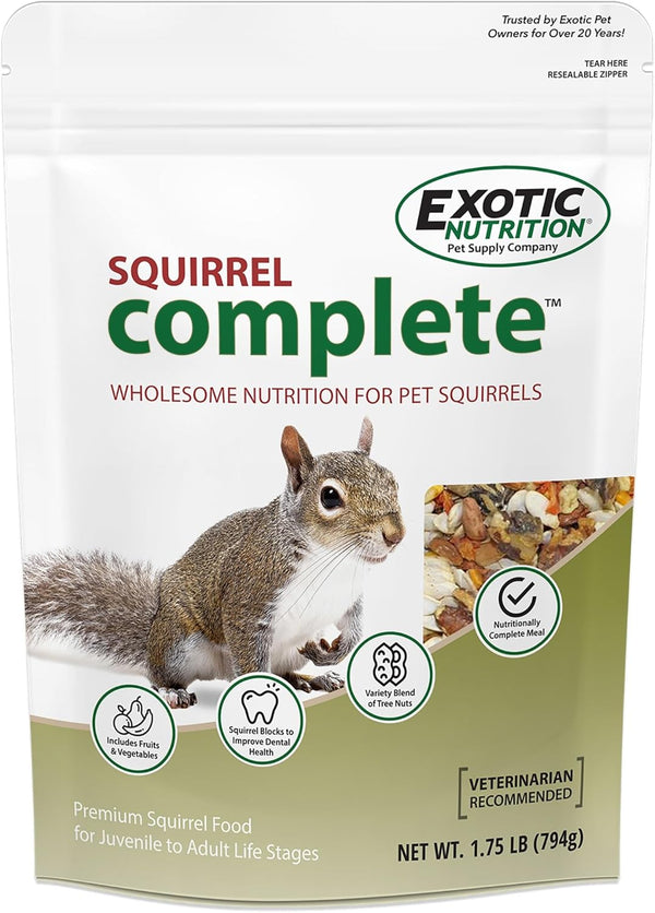 Exotic Nutrition Squirrel Complete (1.75 Lb.) - Healthy Natural Food - Nutritional Diet for Pet & Captive Squirrels - Ground, Grey, Flying Squirrels, & Chipmunks1
