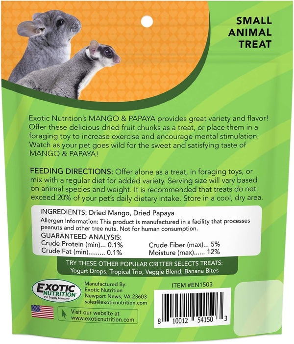 Mango & Papaya Treat (4.5 Oz.) - Healthy Treat for Small Animals - Sugar Gliders, Rats, Chinchillas, Ferrets, Parrots, Hamsters, Squirrels, Hedgehogs, Guinea Pigs, Rabbits & Other Small Animals5