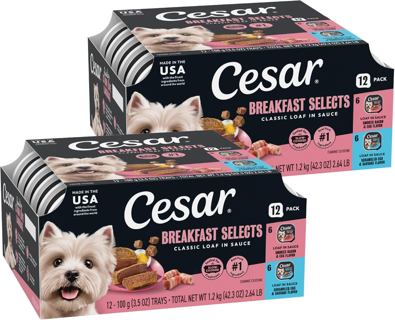 cesar-wet-dog-food-classic-loaf-in-sauce-grilled-chicken-filet-mignon-porterhouse-steak-beef-chicken-liver-and-turkey-variety-pack-3-5-oz-easy-peel-trays-36-count-pack-of-1-made-in-usa-real-meat-1-ingredient-no-fillers-or-artificial-flavors-formulated-without-grains-easy-peel-trays