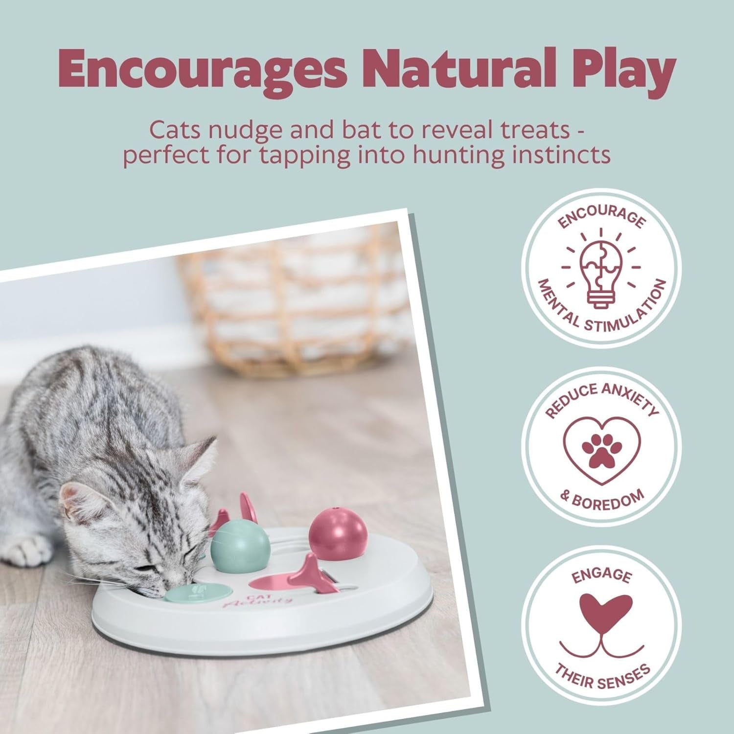 trixie-cat-activity-flip-board-4-module-treat-puzzle-enrichment-toy-for-mental-stimulation-slow-feeding-interactive-cat-toy-for-indoor-cats-berry-gray-9-x-9-x-2-5-in