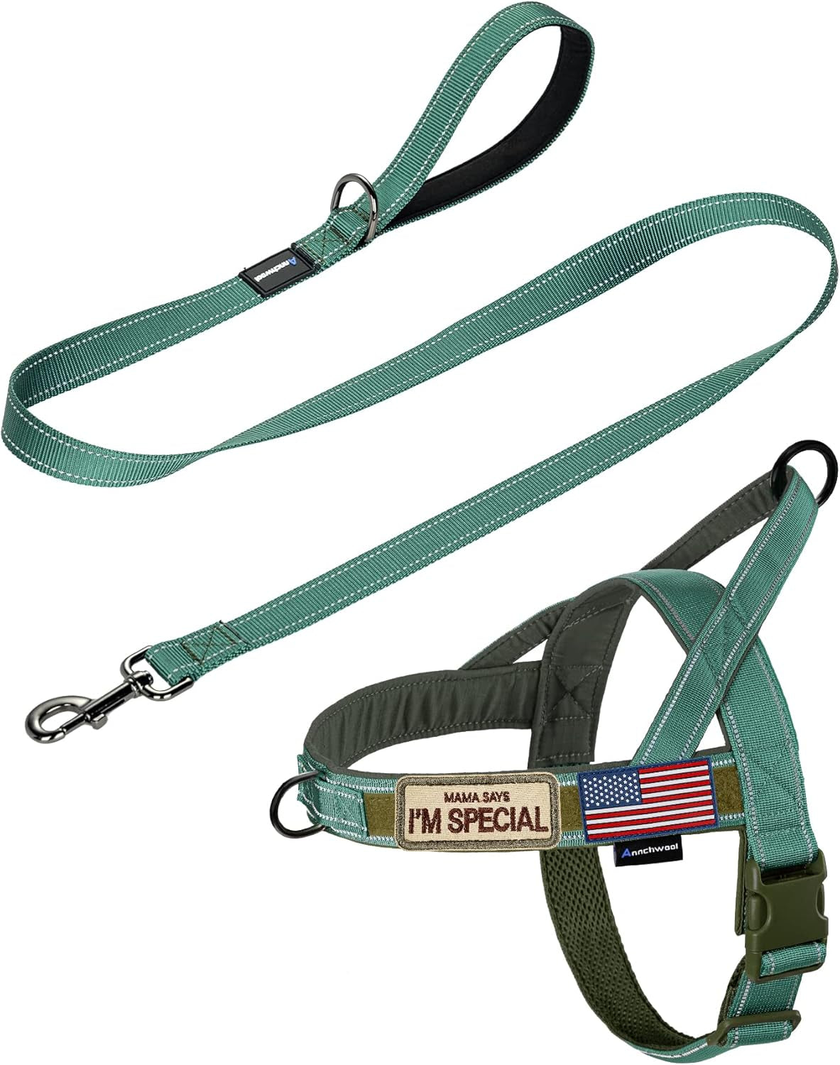 annchwool-no-pull-dog-harness-with-soft-padded-handle-reflective-strip-escape-proof-and-quick-fit-to-adjust-dog-harness-easy-for-training-walking-for-small-medium-and-large-dogsbrown-l