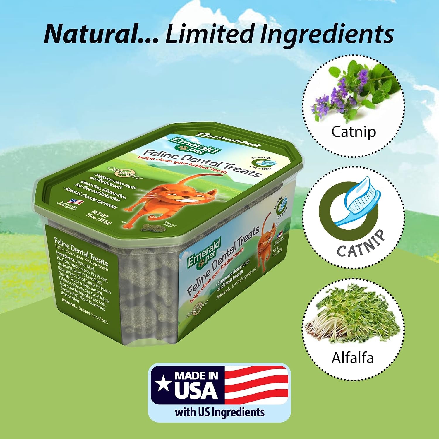 emerald-pet-grain-free-cat-dental-treats-with-catnip-crunchy-natural-dental-treats-for-cats-to-clean-teeth-freshen-breath-and-reduce-plaque-tartar-11-oz-tub