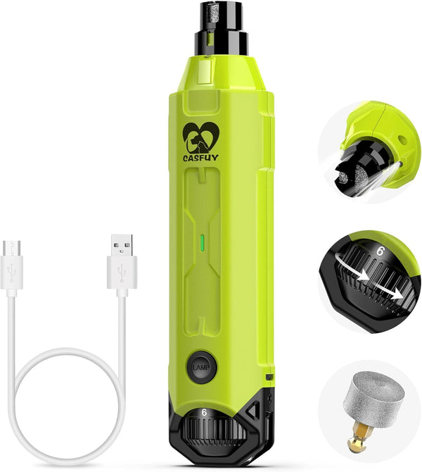 Casfuy 6-Speed Dog Nail Grinder - Newest Enhanced Pet Nail Grinder Super Quiet Rechargeable Electric Dog Nail Trimmer Painless Paws Grooming & Smoothing Tool for Large Medium Small Dogs (Blue)8