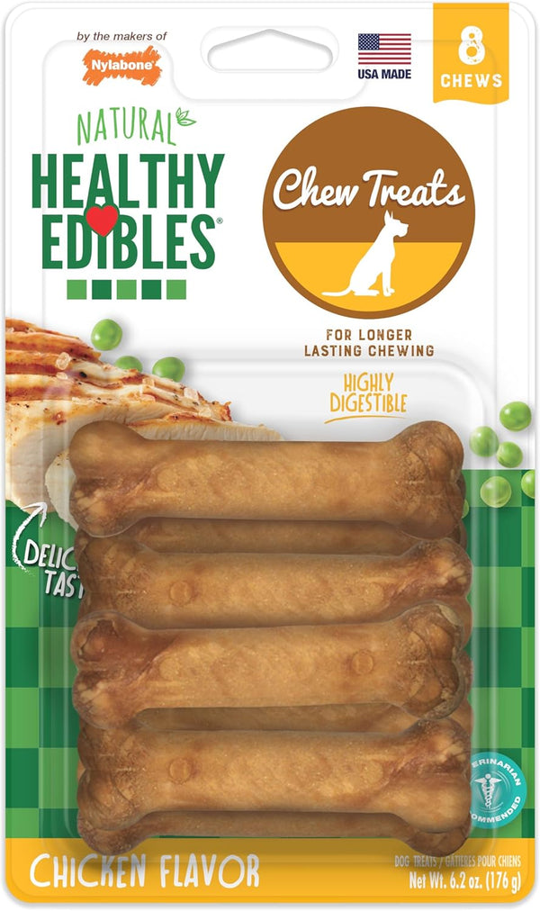Nylabone Healthy Edibles Natural Chews, Long Lasting Dog Bones, Healthy Dog Treats, Bacon Flavor, X-Small (8 Count)19