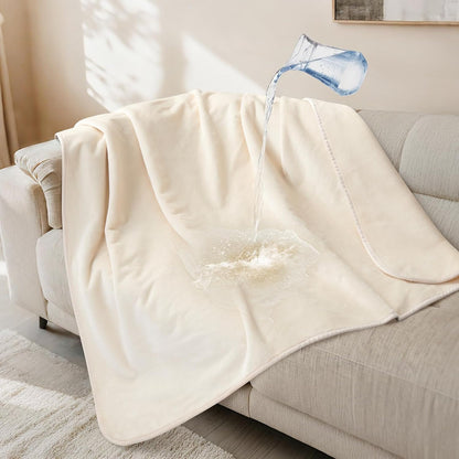 LOOBANI Waterproof Blanket for Bed, Soft Flannel Twin Bed Blanket 60" X 80" | Dog Pet Blankets for Large Dogs, Reversible Spill-Proof Throw for Couch Cover, Movie Time, Camping, Travel, Noise Free, Grey23