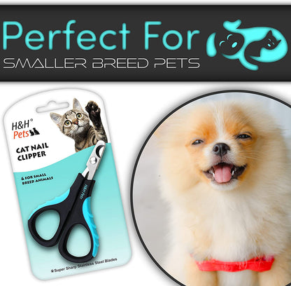 Cat Nail Clipper by H&H Pets - Professional Sharp Stainless Steel Claw Clipper Trimmer with Sturdy Non Slip Handles - for Small Animal & Cats Nail Cutter5
