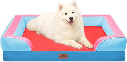 Comfort Expression Orthopedic Dog Bed for Extra Large Dogs with Bolster | Waterproof Dog Couch Bed with Washable Cover & Non-Slip Bottom, Supportive Egg Crate Foam XL Pet Bed, 42X30 Inch166