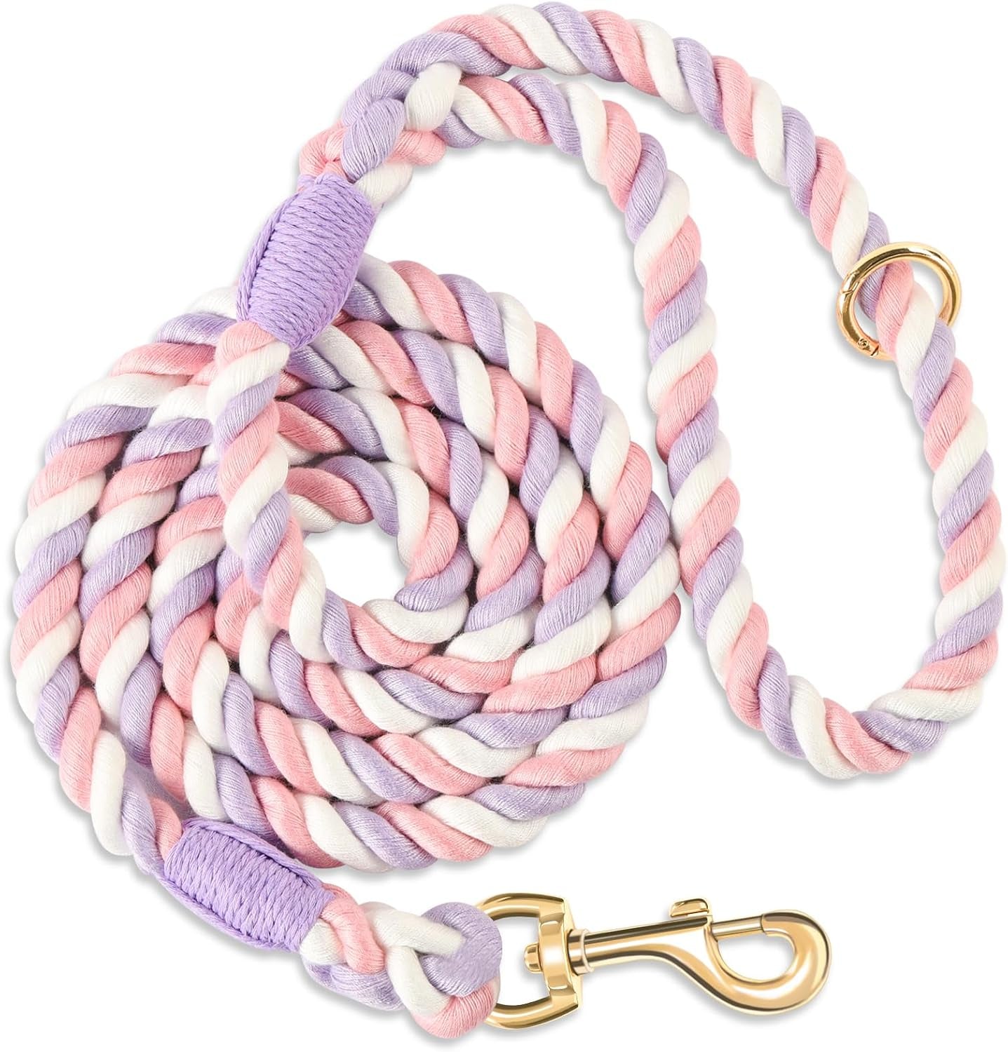 5-ft-handmade-rope-dog-leash-for-small-medium-and-large-dogs-soft-and-comfortable-grip-new-golden-heavy-duty-metal-clasp-colorful-macaron