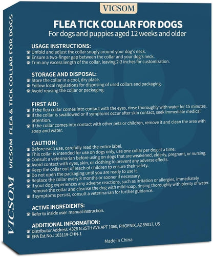 VICSOM Flea Collar for Dogs, Flea and Tick Prevention for Dogs, 4 Pack | 32 Months Flea and Tick Treatmen for Puppies and Small, Medium, Large Dogs, Waterproof Adjustable Collars, Unscented, Black8