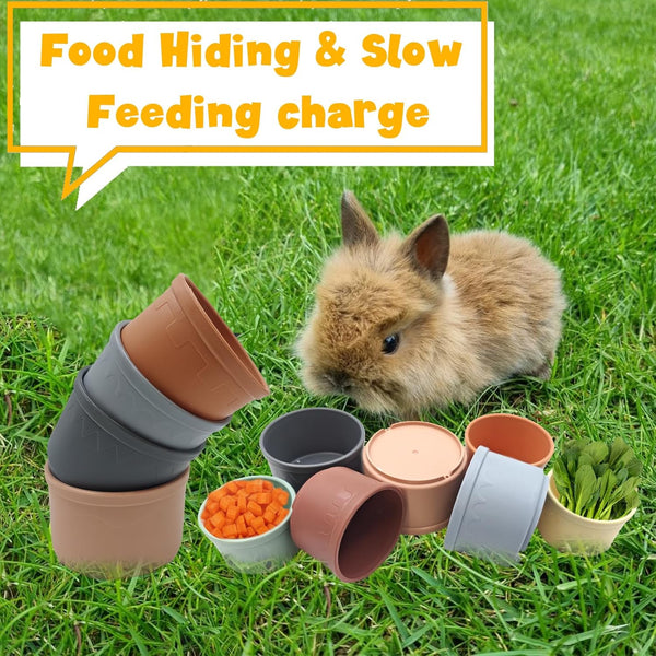 8 Pcs Stacking Cups for Small Animal Toys,Nesting Rabbit Toys of Different Sizes,Safe Plastic Colorful Nesting Toys for Bunny Guinea Pig Hiding Food and Playing3