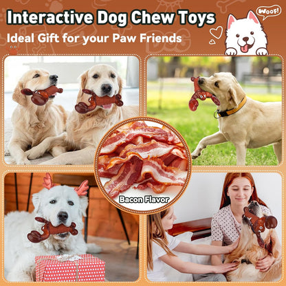 BIKIISEN Squeaky Dog Toys for Aggressive Chewers for Large Dogs, Interactive Chew Toys to Keep Them Busy, Indestructible Toys, Tough Toys for Medium Large Dogs (Red)6
