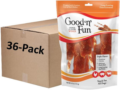 Good 'N' Fun Wings Long-Lasting Dog Treat, with Real Proteins, Premium Chicken and Beef Hide, Supports Dental Health, Mental Stimulation, 4 Oz11