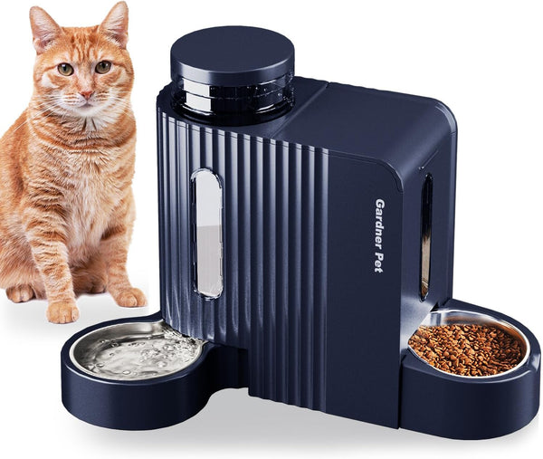 Gardner Pet Automatic Gravity Cat Food Feeder and Water Dispenser Stainless Steel Two-In-One Set Large Capacity Dispenser for Pets Dogs, Puppies, Kittens-(0.8 Gallons X 2)14