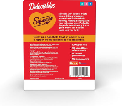 Delectables Squeeze up Seafood Variety Pack, Creamy Squeezable Puree, Lickable Wet Cat Treats, Grain Free, No Added Fillers, No By-Products, No Added Preservatives, 0.5 Ounces Tube, 54 Tubes Total7