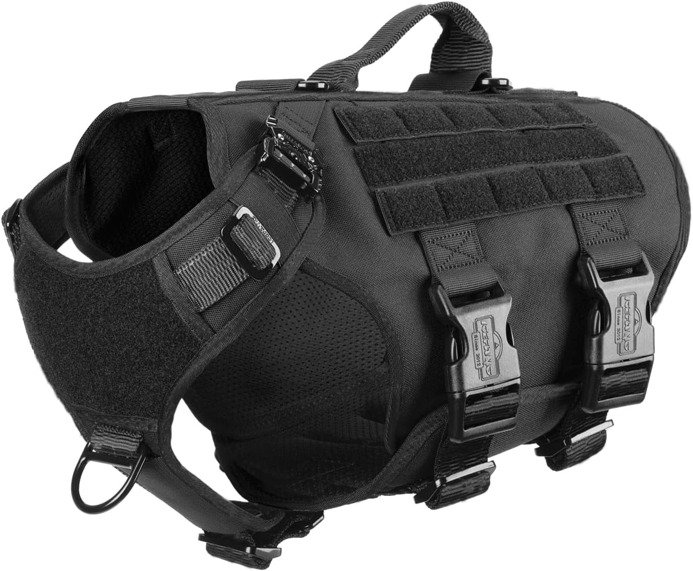 icefang-no-pull-tactical-dog-harness-for-large-dogs-adjustable-dog-vest-control-handle-molle-panel-front-hook-3-leash-clips-soft-padded-for-walking-training-pink-large