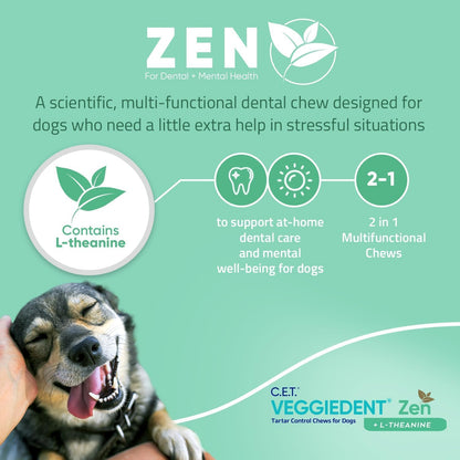 C.E.T. Veggiedent Fr3Sh & Zen Plaque and Tartar Control Chews for Dogs, L | Calming Dog Dental Chews, L-Theanine Dog Calming Chew, Plant Based Chews, VOHC Approved for Plaque & Tartar4