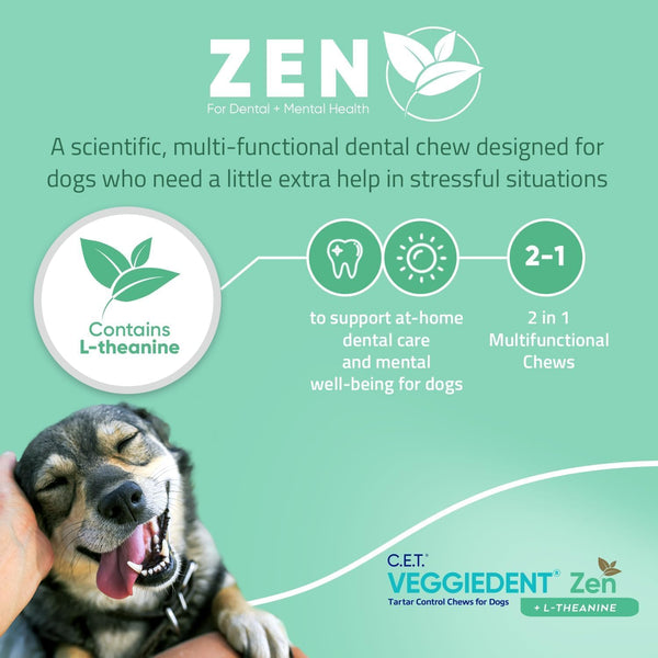 C.E.T. Veggiedent Fr3Sh & Zen Plaque and Tartar Control Chews for Dogs, L | Calming Dog Dental Chews, L-Theanine Dog Calming Chew, Plant Based Chews, VOHC Approved for Plaque & Tartar4
