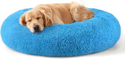 Hoewina Dog & Cat Bed for Indoor Cats, 20In Calming Donut Bed for Puppy and Kitten, Washable round Fluffy Pet Bed for Small Medium Dogs and Cats (Light Grey)26