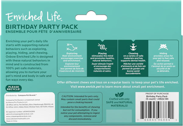 Oxbow Birthday Party Pack, Rabbit & Guinea Pig Toys, Bunny Enrichment Toys | Rabbit Chew Toys, Guinea Pig Enrichment, Guinea Pig Chew Toys, Rabbit Enrichment, Natural Materials, Small Pet Accessories3