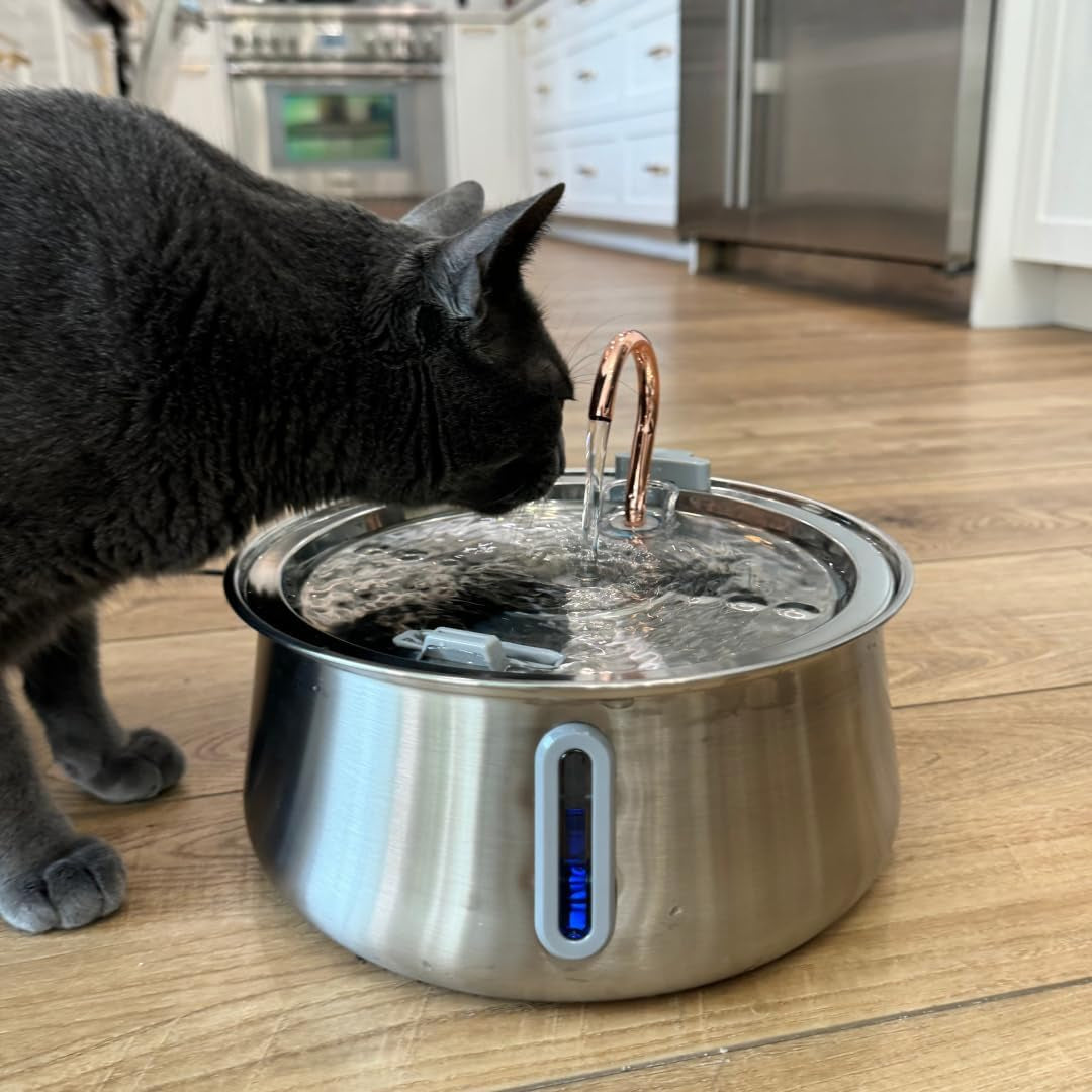 kittyspout-stainless-steel-cat-water-fountain-automatic-drinking-fountain-quiet-circulating-water-bowl-dishwasher-safe-indoor-pet-fountain-for-hydrated-healthy-cats-stainless-steel-4l-corded