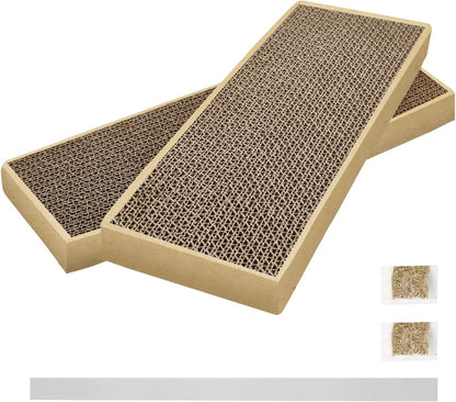 Happyfreesx Splicing Cat Scratch Pad: Cat Scratchers for Indoor Cats and Kitten, 2 Pack Cat Scratching Pad, Cat Scratcher Cardboard, Scratching Pad, Premium Scratch from Cats, Double-Sided Design1